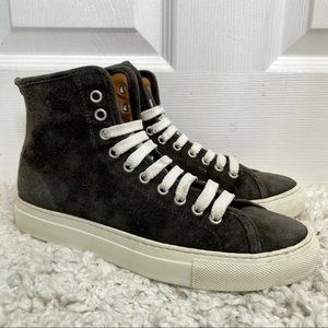 WOMAN by Common Projects Tournament High Top Charcoal Suede Sneakers 6.5